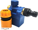 電磁弁 12V ソレノイドバルブ 電磁バルブ ホースニップル コネクター ジョイント 12V青+コネクタ2種(ホワイト)
