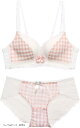 プレミアム レース チェック柄 ブラジャー(コーラルピンク, B75/L)(4)