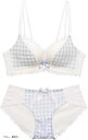プレミアム レース チェック柄 ブラジャー(ブルー, B80/L)(4)