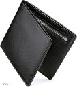 二つ折り財布 メンズ 軽量 薄型 取り出しやすいスマート設計 本革 コンパクト(ブラック)(4)