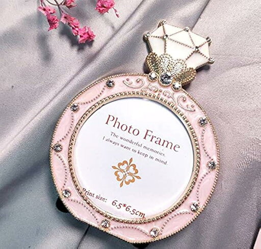 フォトフレーム 写真立て 写真フレーム おしゃれでかわいい リング型(シルバー, 小)