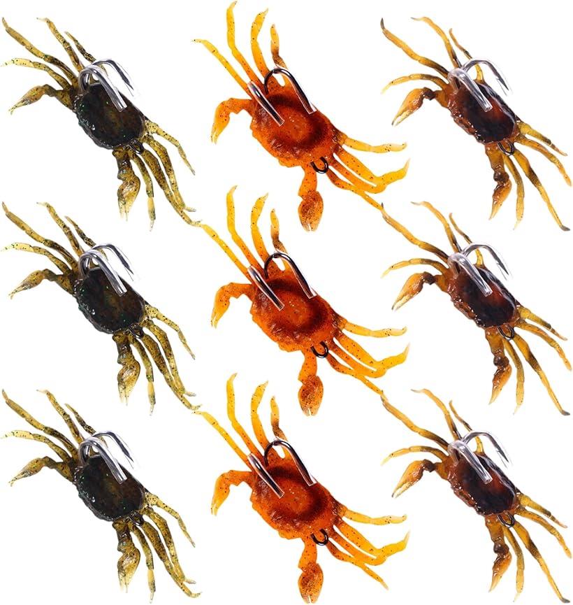 カニワーム カニルアー タコ釣り ソフトルアー ダブルフック 擬似餌 蟹 チヌ クロダイ 真鯛 緑 赤 茶色 3色 9個セット