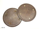 バッグの底 底鋲付き 2枚セット 15cm 底板 レザー ハンドメイド 縫付(円形-茶, 15cm)