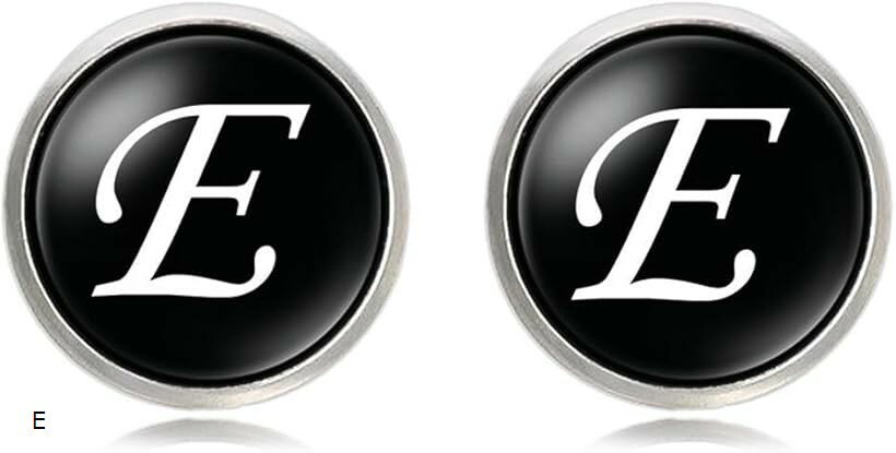 SWAROVSKI - マローサム イニシャルカフス カフスボタン 英字 アルファベット スーツ フォーマル E (ブラック)