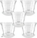 穴空き 植木鉢 5個セット 透明 プラスチック スリット鉢 底皿付き 観葉植物 軽量(クリア, 5号)(4)