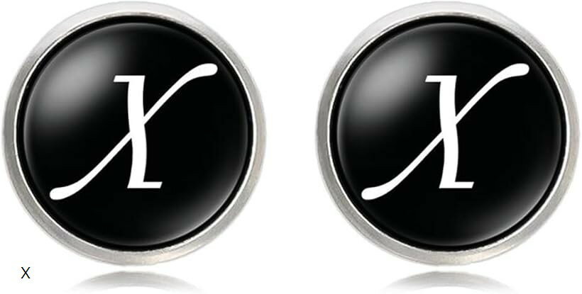 マローサム イニシャルカフス カフスボタン 英字 アルファベット スーツ フォーマル X (ブラック)