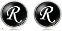 マローサム イニシャルカフス カフスボタン 英字 アルファベット スーツ フォーマル(ブラック)