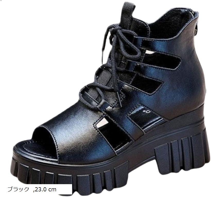 サンダル 厚底 7cm グラディエーター グルカ レディース レースアップ オープントゥ カジュアル 脚長 ..