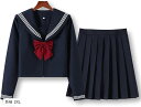 セーラー服 コスプレ 制服 長袖 プリーツスカート リボン 3点セット ネイビー 2XL(ネイビー, 長袖 2XL)