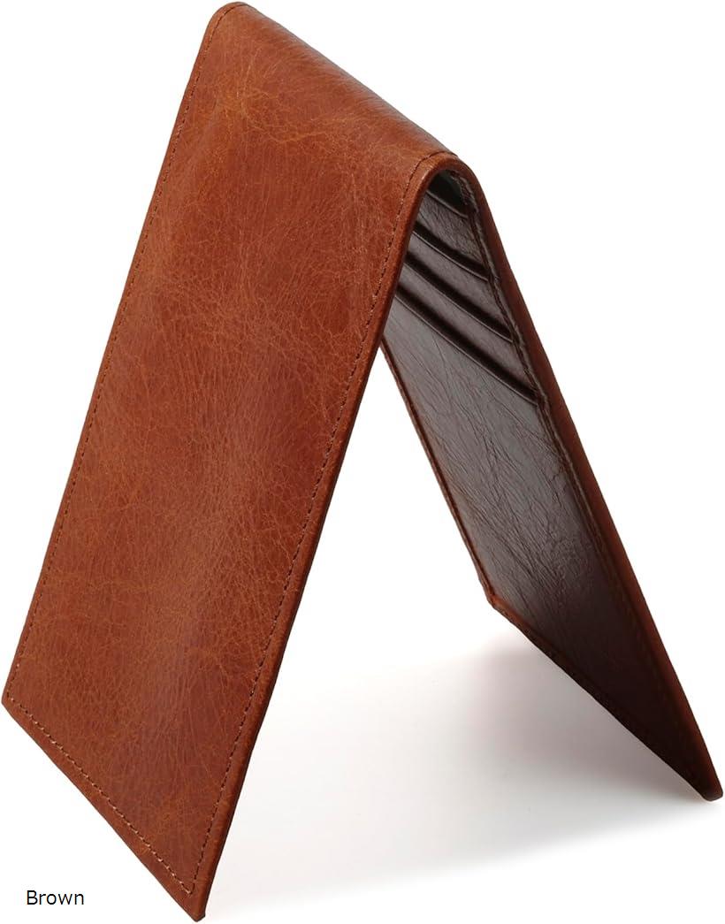 カードケース メンズ 本革 カード入れ 2つ折り 定期券 クレジットカード 薄型 スリム(Brown)