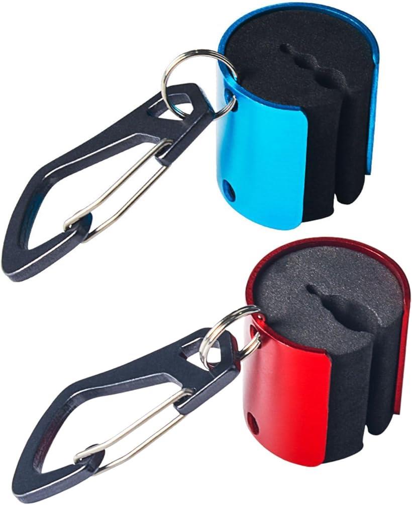 竿受けロッドキーパー 船車 釣り竿 ホルダーロッドホルスターロッドクリップ カラビナ 釣竿赤 腰 ベルト 2色セット カラビナ付 (青 黒, 32mm 幅：31mm カラー)