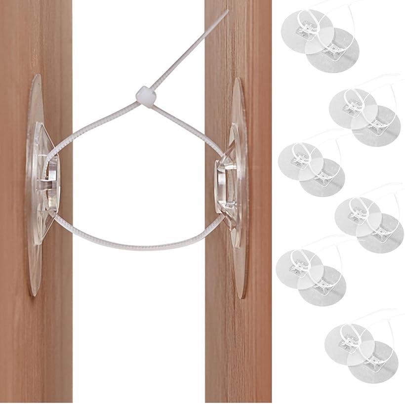 HOTQ 家具転倒防止 リンクストッパー 強力タイプ 穴開け不要 接着テープ設置 目立たずがっちり 地震対策 落下防止 6本セット