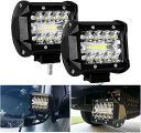互換品LED ワークライト 作業灯 デッキライト 60W 防水 12V 24V フォグ ランプ 補助 照明 汎用 2個セット(20000lm 4500k 車 ph7 クロ)