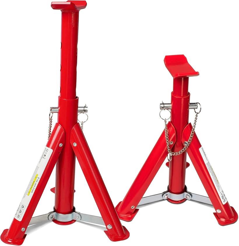 ジャッキスタンド ジャッキアップ 3t 2個セット 高さ5段階調整 最低位260mm/最高位405mm コンパクト 安全ピン付き (折りたたみ式-3t)