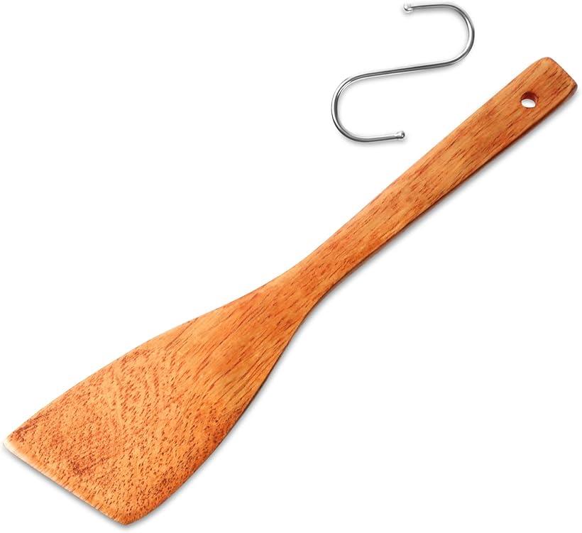 木べら ターナー 調理用 料理用 保管に便利なS字フック付き 茶 (ブラウン)