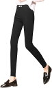 裏起毛スキニーパンツ レディース スリム ズボンチノパン ストレッチ レギンスパンツ(ブラック・裏起毛, M)