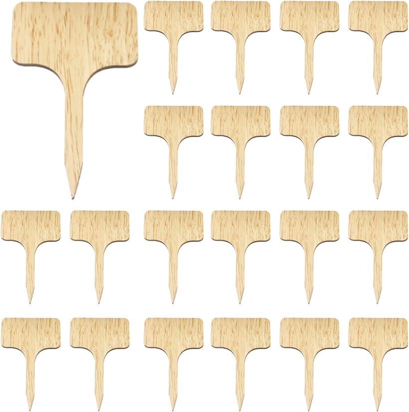 木製 園芸用 ラベル 植物ラベル 植物用タグ 花壇 家庭 ガーデン 園芸ラベル 家庭菜園 T型 フラワーカー..