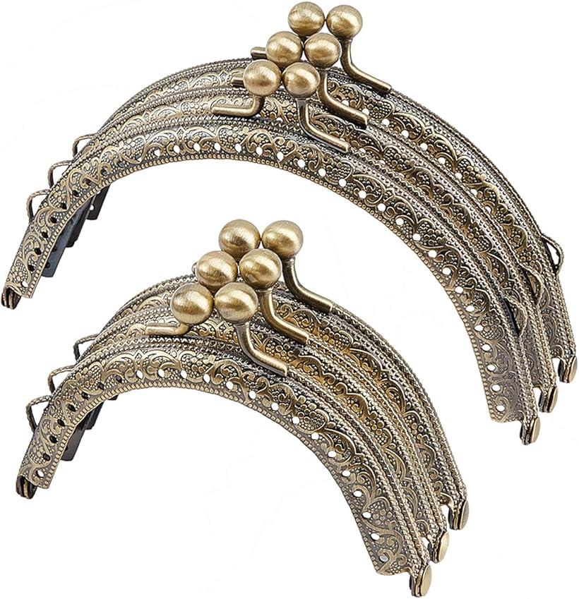 がま口 口金 8.5cm 12.5cm丸型 差し込み式 財布 フレーム 金具 がまぐち口金 アンティークゴールド 6個セット(アンティークゴールド)