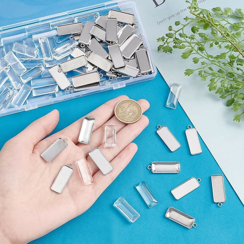 【楽天ランキング1位入賞】50組 トレイ10x25mm ベゼルペンダント カボションセッティング 304ステンレス
