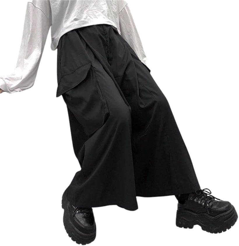 ワイド パンツ ズボン サルエル メンズ レディース ユニセックス (ブラック, Free Size)