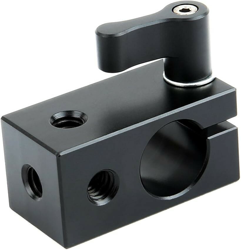 15mmロッドクランプ レールコネクターアダプター 1/4ネジ穴付き 15mmロッドサポート 軽量 蝶ナット付き 使用便利 DSLR 装備 Rigs DSLRリグ 038 (黒)