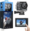 アクションカメラ 4k60fps 2000万画素 8倍ズーム EIS手ぶれ補正 170度広角レンズ WiFi搭載 水中カメラ HDMI出力 リモコン付き アクションカム スポーツカメラ 40M防水(V50Elite)