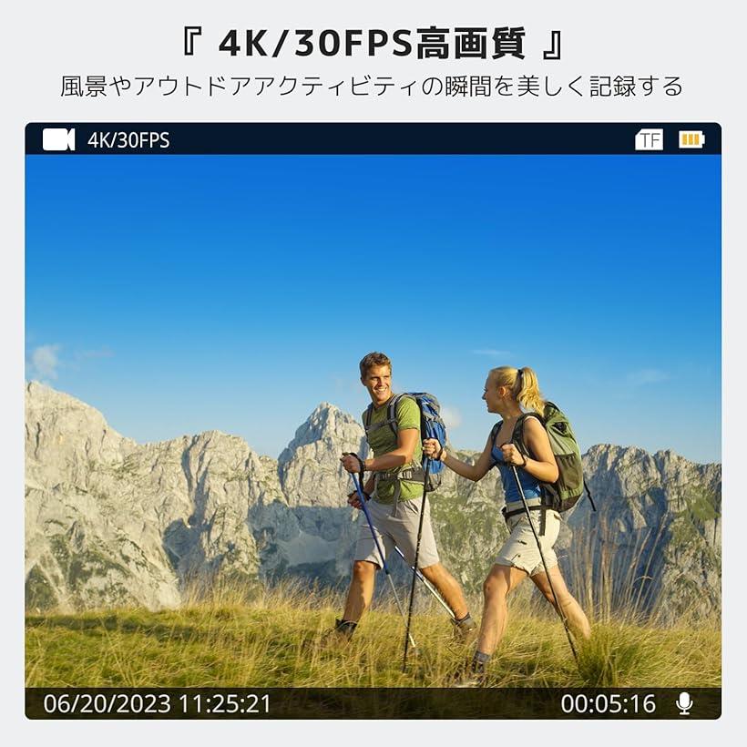 EK7000 ��������󥫥�� 4K30FPS 20MP ���楫��� WiFi��� Type-C�����ޥ����б� 30M�ɿ� HDMI���� 170�ٹ��ѥ�� ��⥳���դ� (�֥�å�)