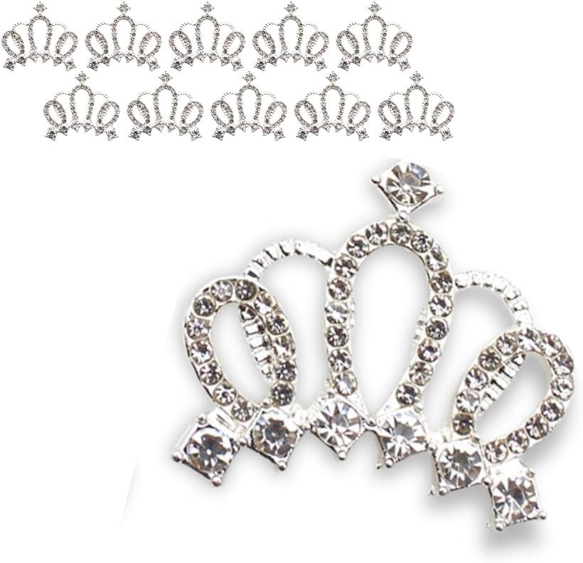 王冠 パーツ 10個セット シルバー 大きい ネイルパーツ ハンドメイド クラフト用 派手 (シルバー, XS)