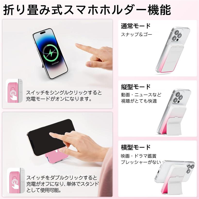 �ߴ��� Magsafe��Х���Хåƥ꡼ �ޥ��ͥå�10000mAh ������ ��®���� �磻��쥹 ��Х���Хåƥ꡼�ޤꤿ���߼�������� 15W �磻��쥹����/22.5W USB ����/PD�б�3��Ʊ������ (����ǡ������ԥ�)