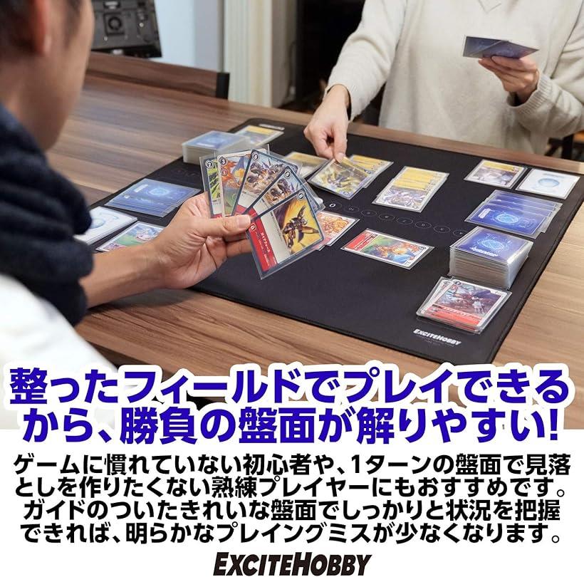 EXCITE HOBBY プレイマット シンプルデザイン カードゲーム 滑りにくい めくりやすい バトルフィールド 60cmx60cm デジモン (黒) — vista 2