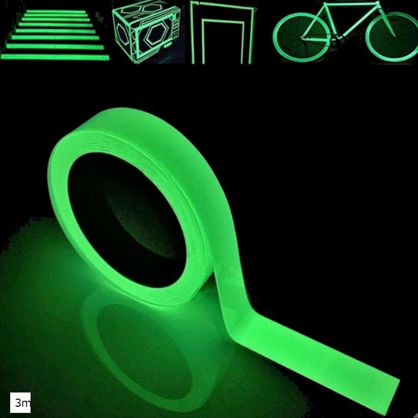 蓄光テープ 高輝度 長時間発光 8時間 幅2cm 夜光 蛍光 装飾 光る 屋外 階段 3m (3m)