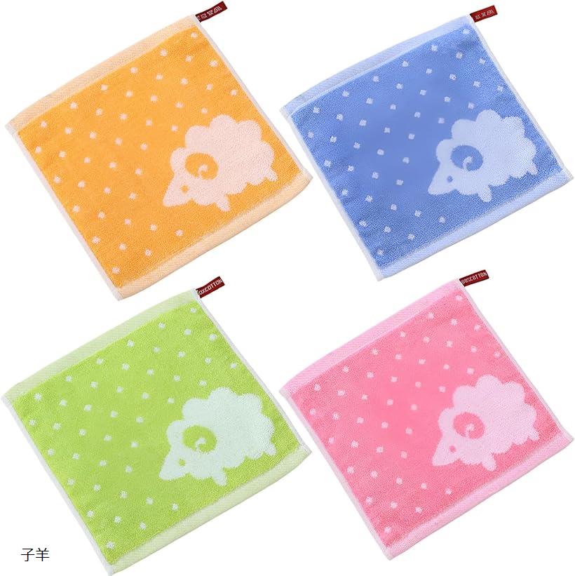 ハンドタオル ミニタオル かわいい おしゃれ ハンカチ 子ども 小さめ 4枚セット 子羊 (子羊)