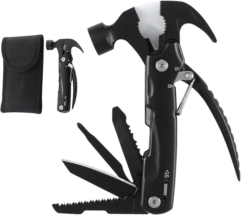 【楽天ランキング1位入賞】ペグハンマー 多機能 折り畳み 車 脱出 マルチツール 小型 専用ケース付き