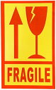 取扱注意 ステッカー 100枚 英語表記 信号警告色 レッド イエロー 赤 黄色 FRAGILE シール 天地無用 5.3x8.8cm E738