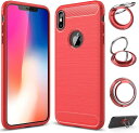 スマホリングスタンド付GTO ケース カバー Qi充電対応 ワイヤレス充電対応 炭素繊維 TPU シリコン素材を使用した 保護バンパー(iPhone XS/iPhone X 5.8 inch)
