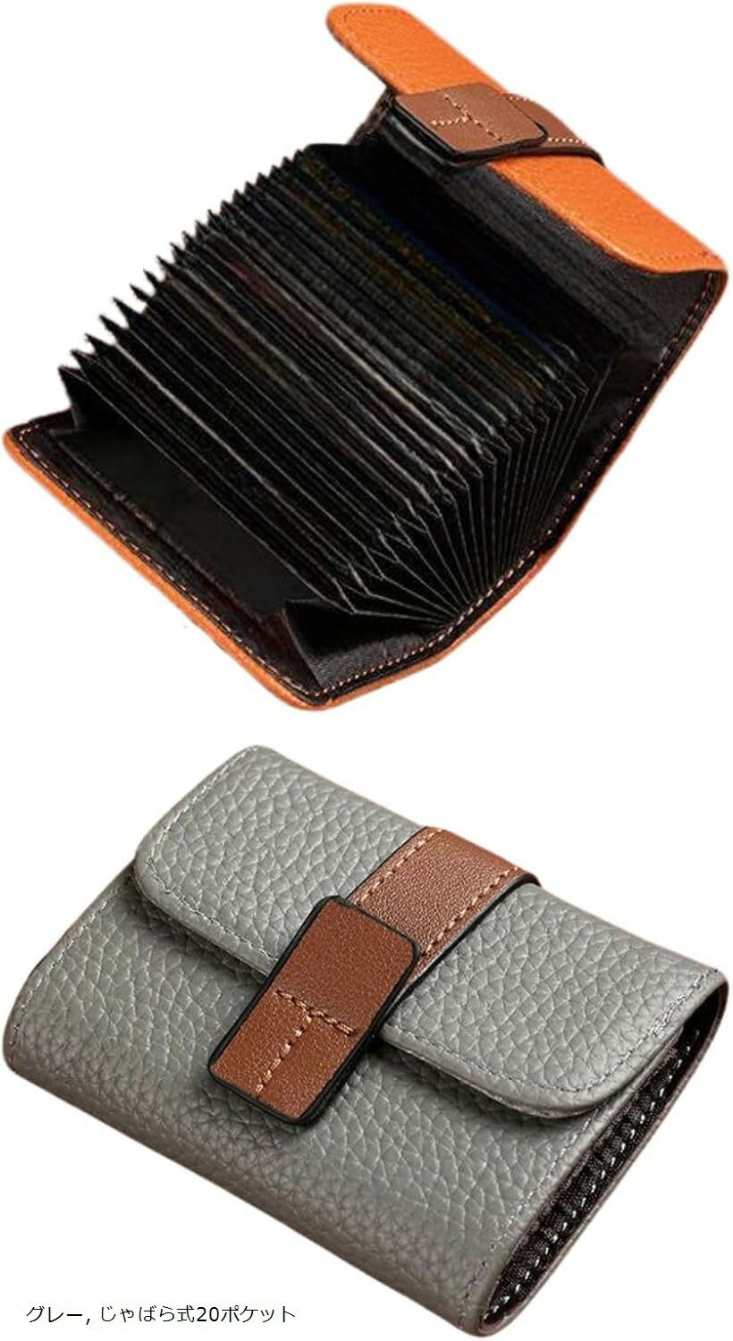 カードケース コインケース 小銭 収納 ボタン式 カード入れ 小銭入れ 財布 洗練されたデザインで贈り物にも最適 クレカ クレジットカード じゃばら 大容量 軽量 (グレー, じゃばら式20ポケット)