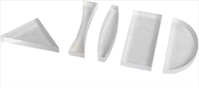 moonwood 光路観察用レンズ 5個セット スペクトル 光学プリズム 物理 光の実験 科学 ガラス スペクトルグラス 三角 四角 凹レンズ 凸レンズ 半円レンズ