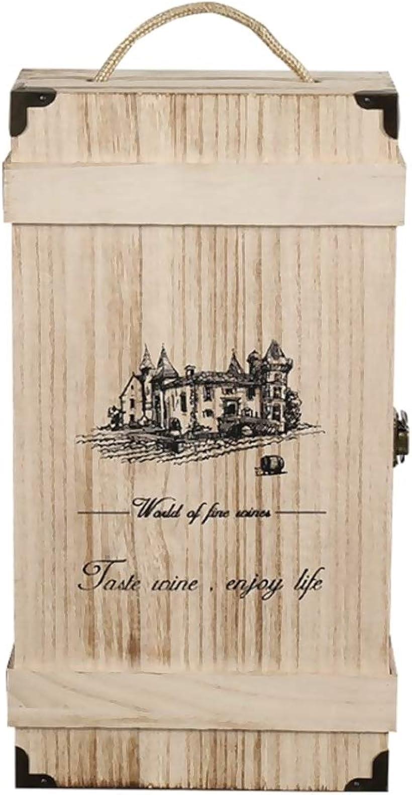 アンティーク調 木箱 ワイン ケース ギフト ボックス 焦がし加工 小物入れとしても (約35cmx20cmx10cm)