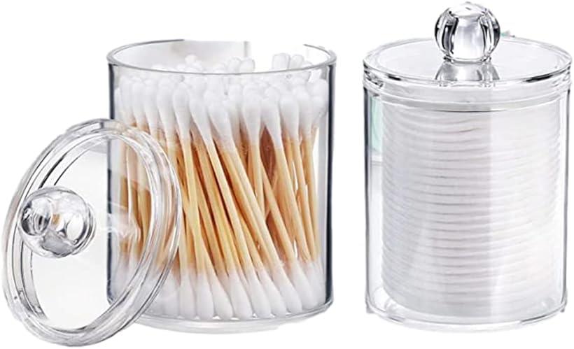 アクリルケース コスメ収納 綿棒ケース メイクケース 小物 コットン収納 蓋付き 2個セット