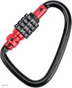 【楽天ランキング1位入賞】登山 ヘルメットホルダー ロック付き ダイヤルロック バイク 鍵 盗難防止 カラビナ(レッド)
