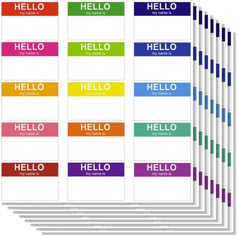 名札ラベルシール 15色 120枚セット イベント パーティー 同窓会 等 衣服 貼って剥がせる 名前シール 手書きステッカー (15色, 120枚セット)