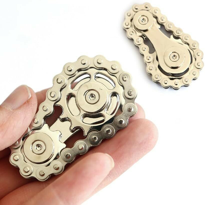フィジット スピナー バイク チェーン ギア デザイン ステンレス 耐久性 滑らか ベアリング 大人 子供 おもちゃ (ゴールド)