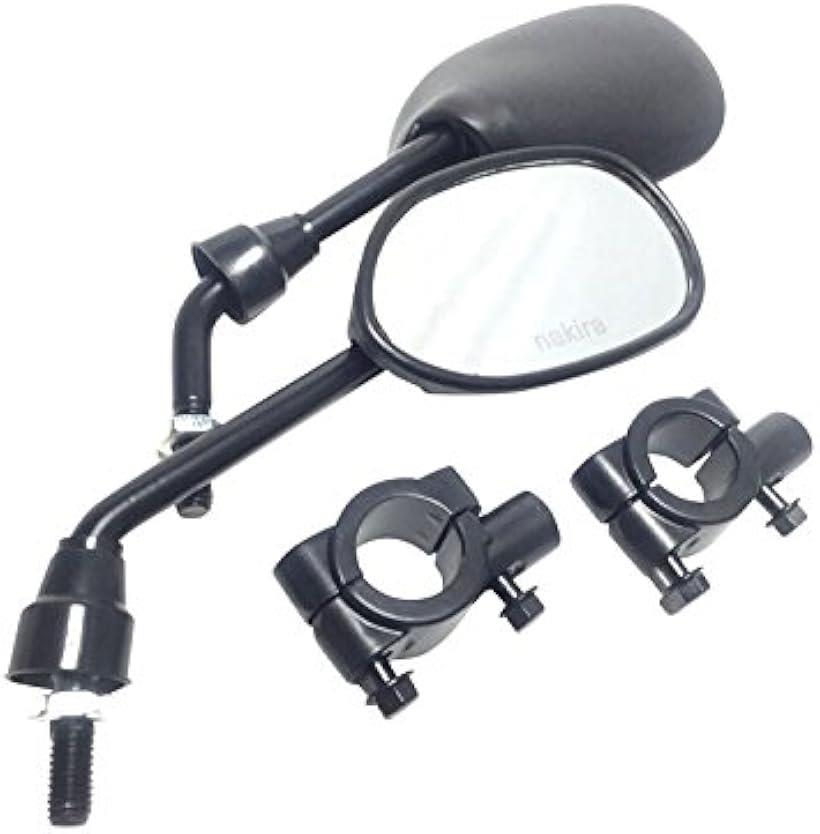 互換品 超すり抜けしやすい。 ホルダー付き ショート ミラー ミニ 汎用 パイプハンドル用 クランプ付き..