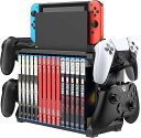 Switch PS4 PS5 Xbox ゲームソフト収納 コントローラースタンド ソフト15枚 社外品(Black)