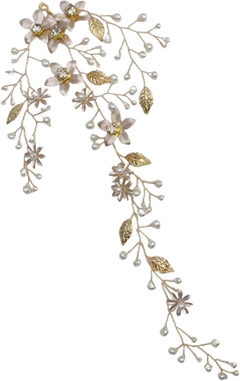 ヘッドドレス ワイヤー 小枝 パール フラワー ウェディング カチューシャ ヘアアクセサリー 花嫁 小物