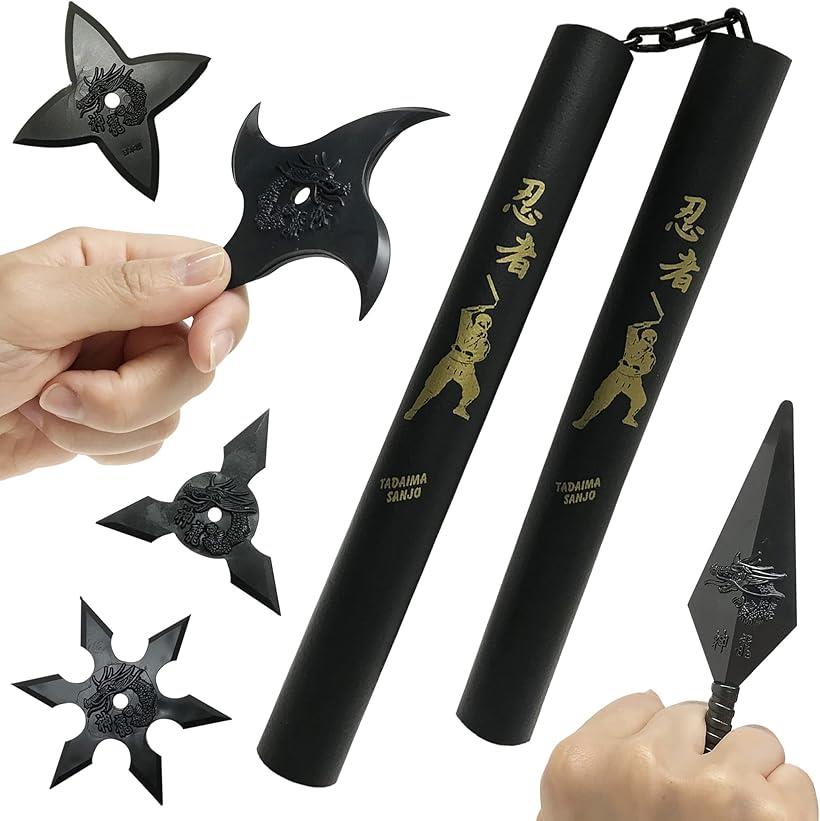 忍者ヌンチャクセット 手裏剣 苦無 スポンジ コスプレ 仮装 なりきり 武器 武術 豪華6点セット
