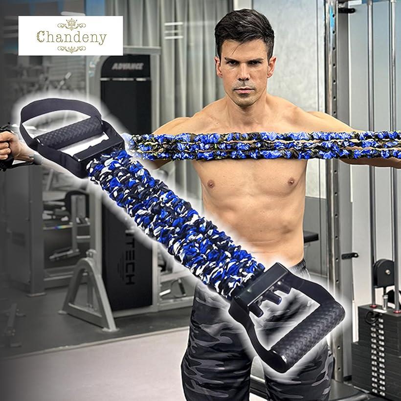 3本チューブ エキスパンダー 肩甲骨 筋トレ リハビリ 回復 トレーニング 迷彩柄 調節可能 テンションロープ(ブルー)