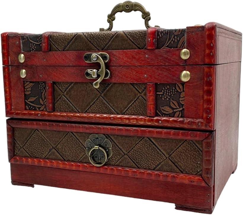 ジュエリーボックス アンティーク調 ミラー付 メイクボックス コスメケース 小物入れ 鏡付