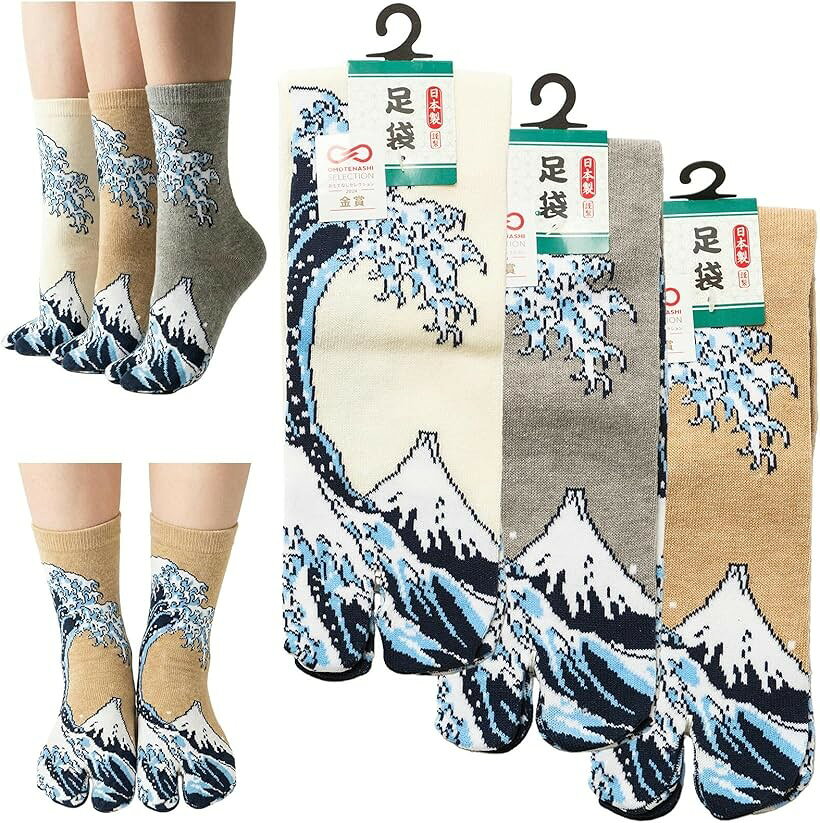 和柄ソックス メンズ ランダム 3足セット 25-27cm｜和風 靴下 足袋風 日本柄 富士 鯉 柴犬 寿司 すもう おもしろ ギフト (富士ランダム3枚セット, 25.0-27.0 cm)