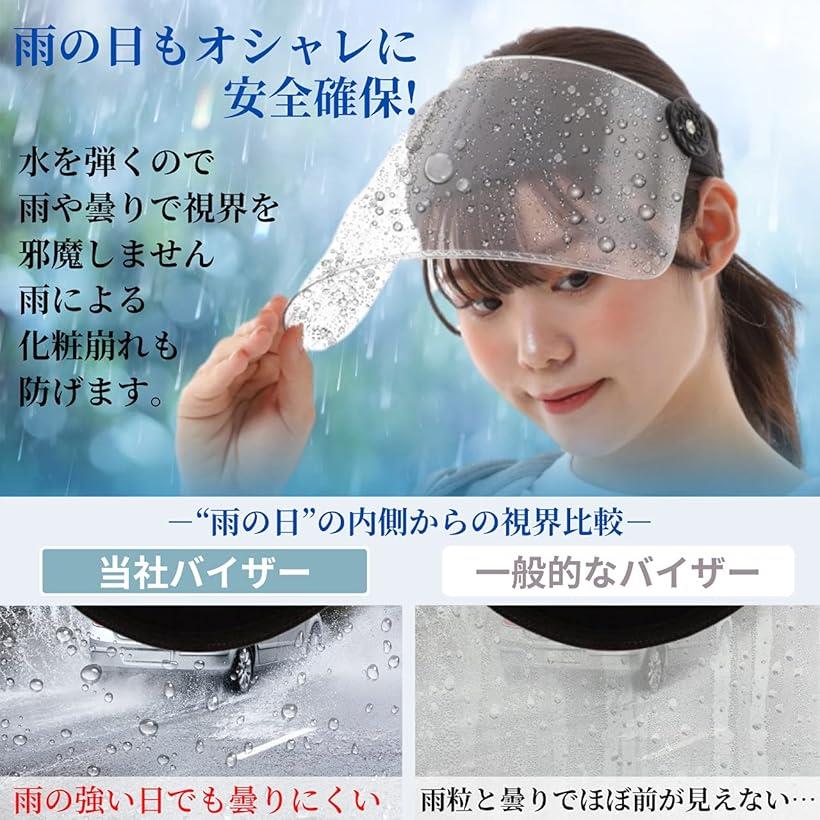 フィット感 レインバイザー しっかりした造り レインハット(ブラック, Free Size)